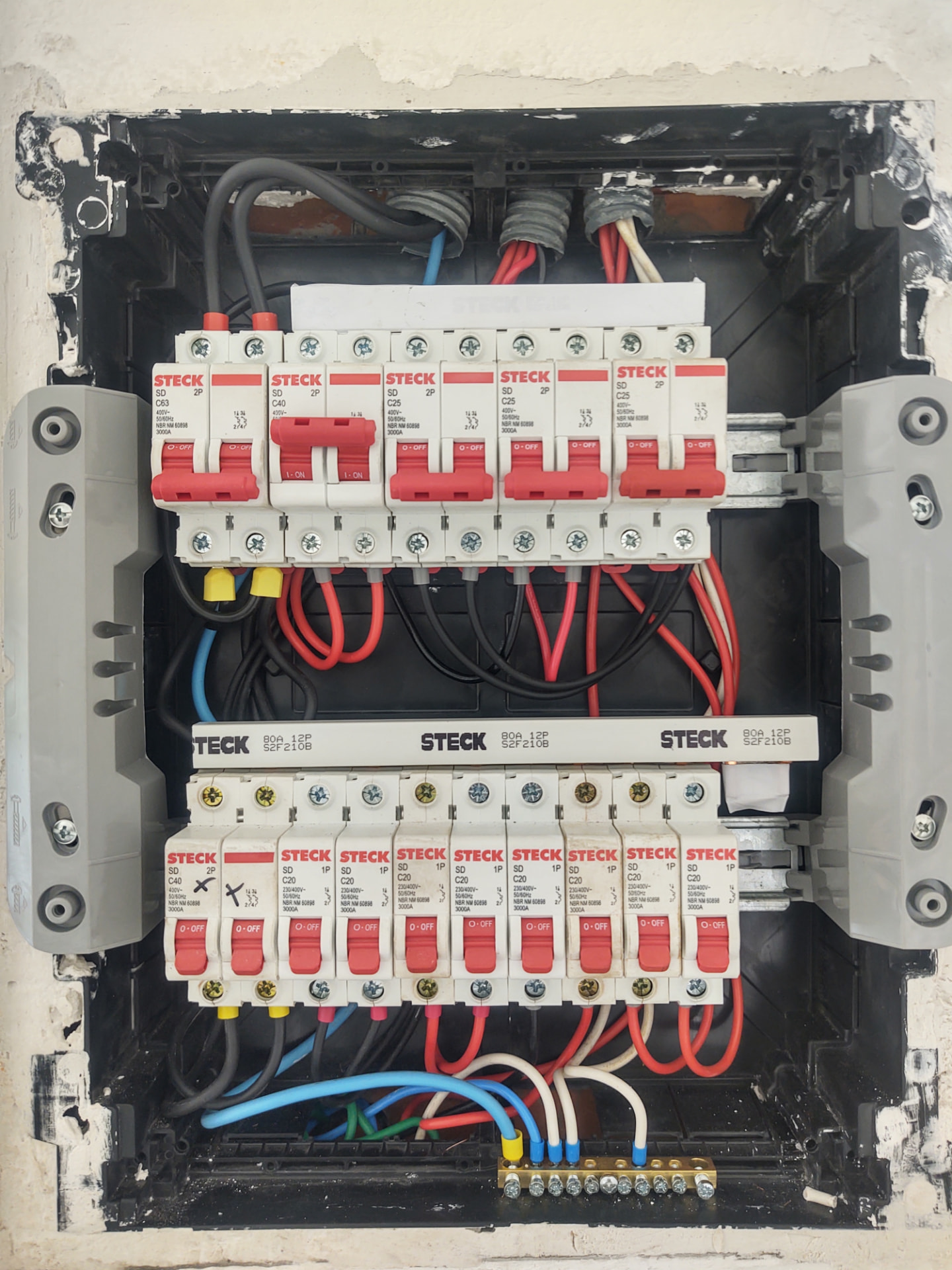 Quadro de distribuição finalizado e organizado